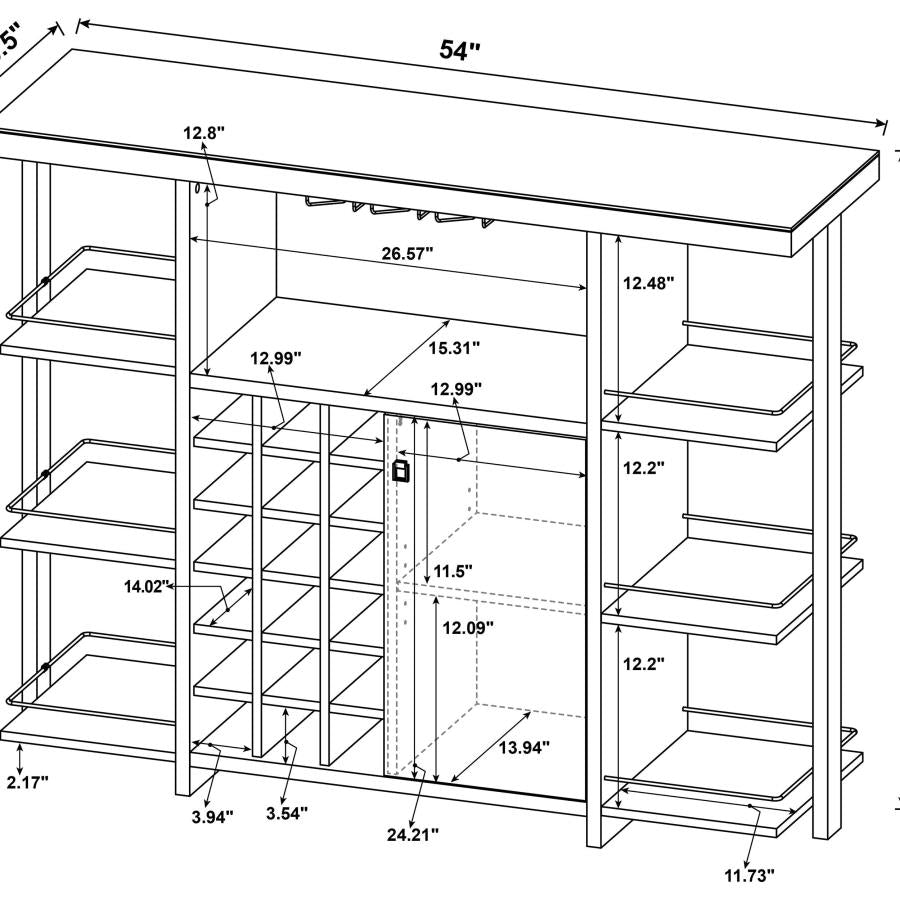 Modern Walnut Bar Unit 100439 - Wine Bottle Storage