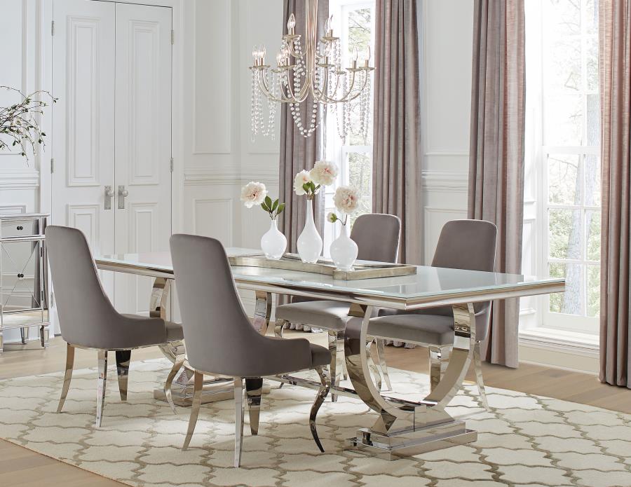 Antoine Rectangle Dining Table - White & Chrome