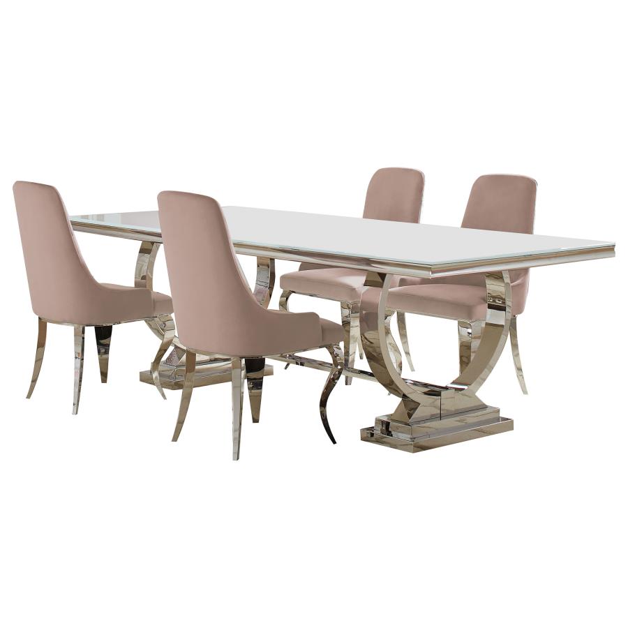 Antoine Rectangle Dining Table - White & Chrome