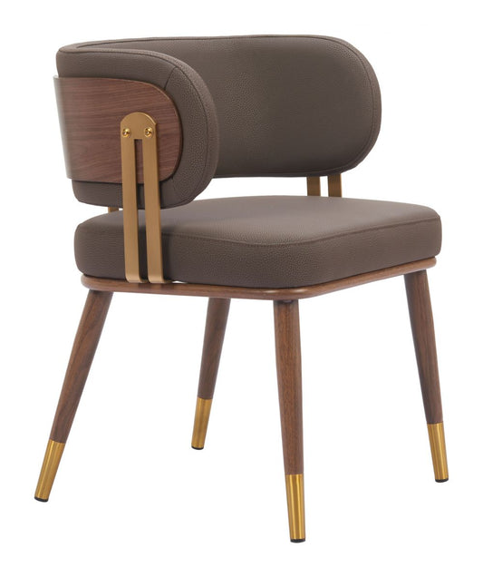 Brew Upholstered Walnut Chair by Zuo Modern