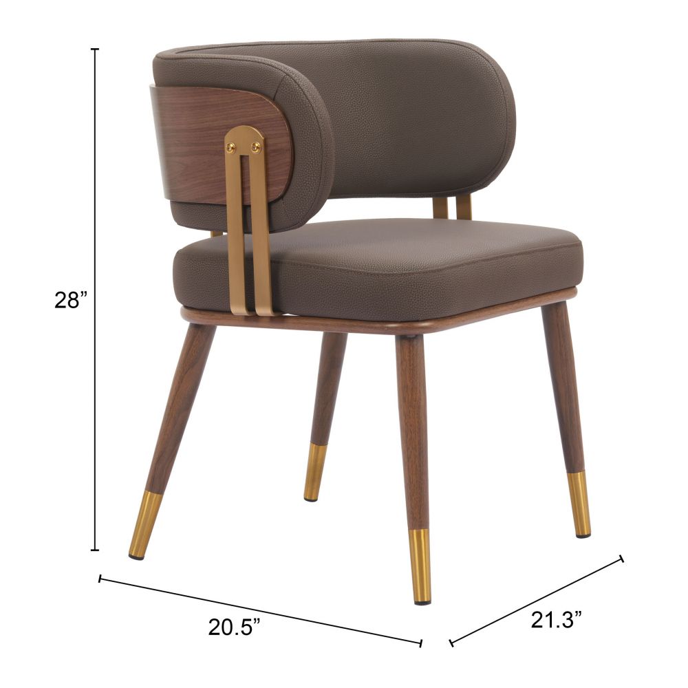 Brew Upholstered Walnut Chair by Zuo Modern