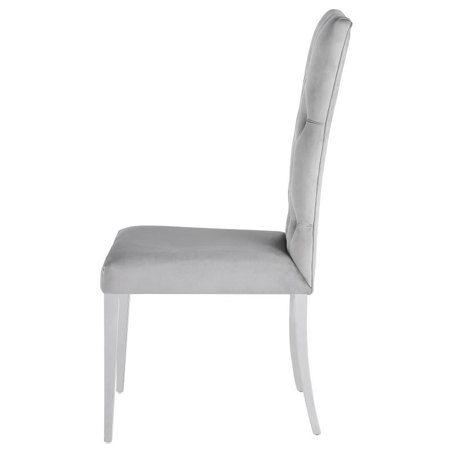 Kerwin 111103 Silla de terciopelo gris - Juego de 2