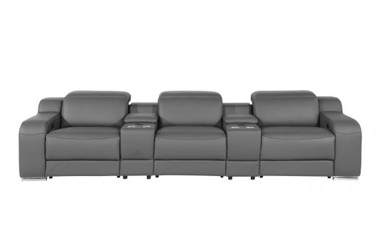 1116 DivanItalia 8-Piece Home Theater Seating - Top Grain Italian Leather