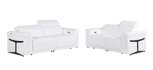 Global 1126 Top Grain Italian Leather Sofa + Love