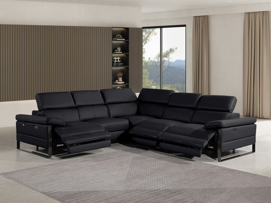 Divanitalia 1246 Black Power 5 Pc Sectional