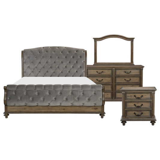 Rachelle Weathered Pecan 4 Pc King Bedroom