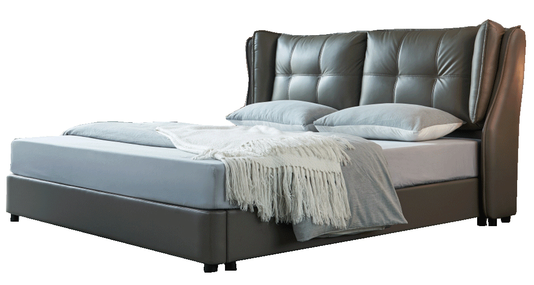 1806 Gray Leather Storage Bed by ESF