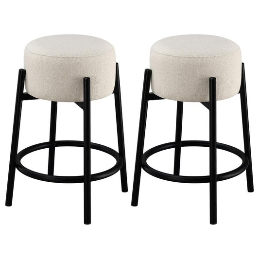 Leonard Upholstered Backless Round Stools