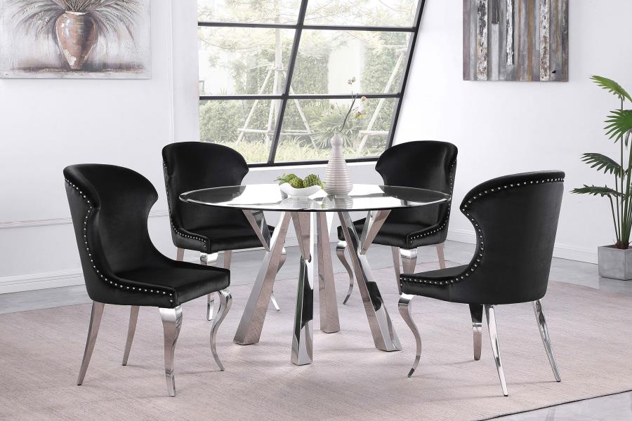 Alaia 5 Pc Glass Top Dining Set - 2 Chairs
