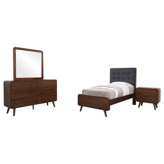 Robyn 4 Pc Twin Bedroom Set Dark Walnut