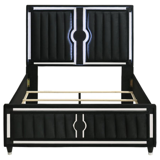 Ravenne Velvet Upholstered Queen LED Bed