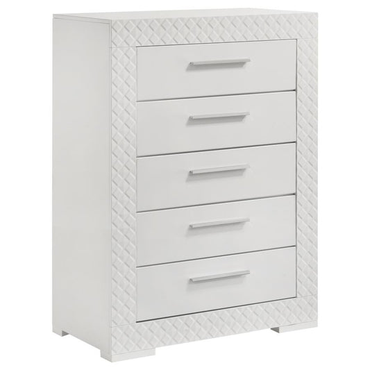 Ives Bedroom Chest of Drawers White High Gloss