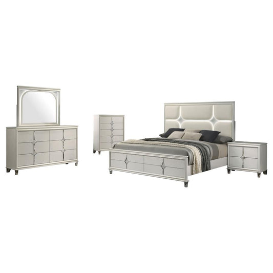 Olivia Pearl White 4 Pc King Bedroom Set