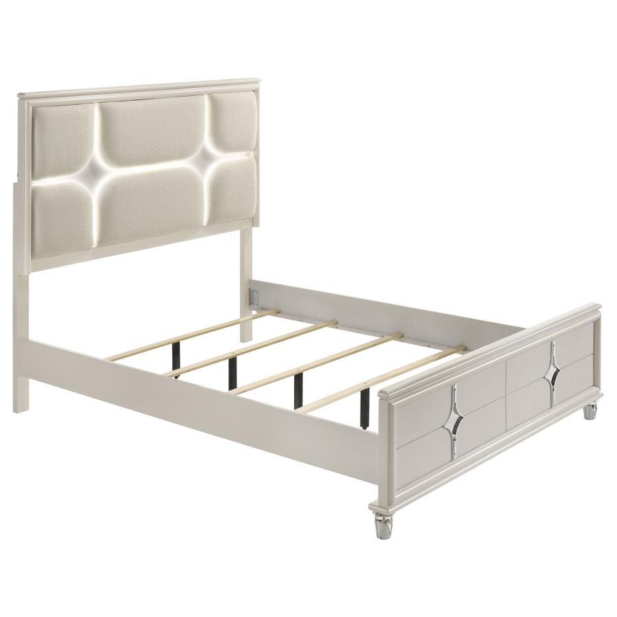 Olivia Pearl White 4 Pc LED Bedroom Set