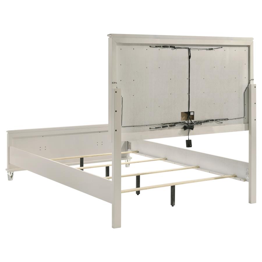 Olivia Pearl White 4 Pc LED Bedroom Set