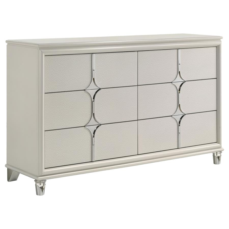 Olivia Pearl White 4 Pc LED Bedroom Set
