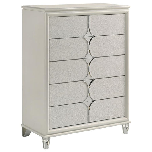 Olivia 224955 Pearl White 5 Drawer Chest
