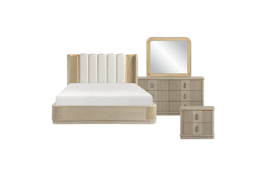 Ribbon King 4 Pc Light Oak Bedroom Set