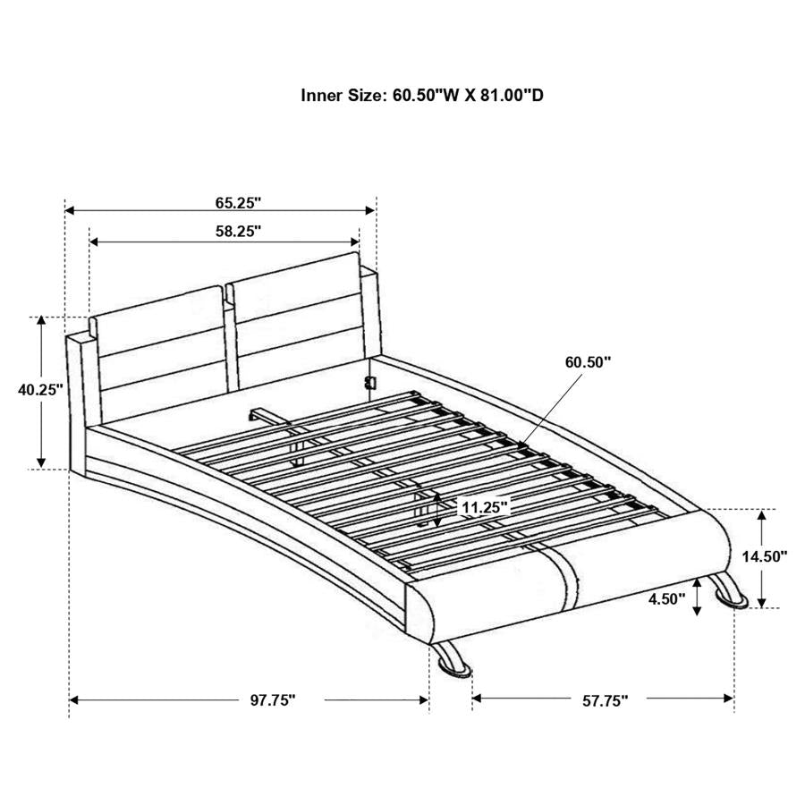 Jeremaine White Leatherette Bed - Chrome Accents