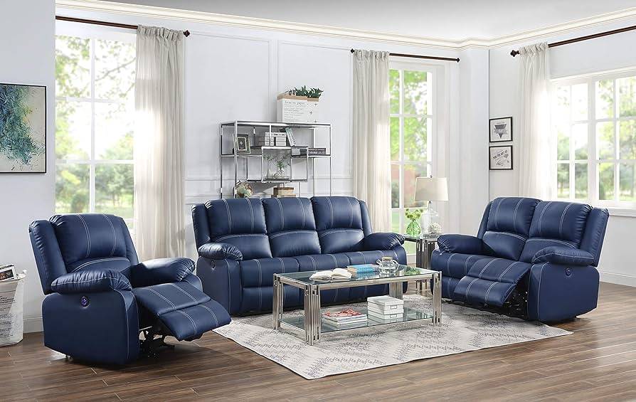 Zuriel Blue Power Sofa Collection Acme Furniture