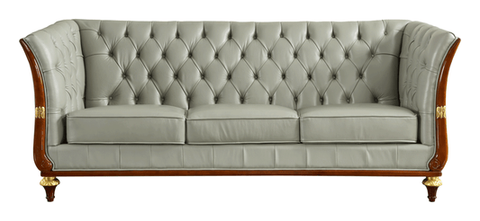 ESF 401 Top Grain Gray Leather Sofa