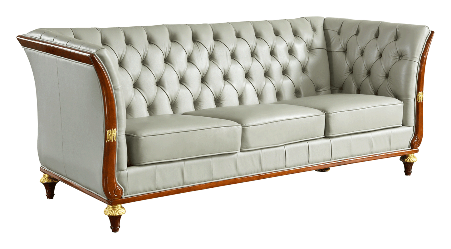 ESF 401 Top Grain Gray Leather Sofa