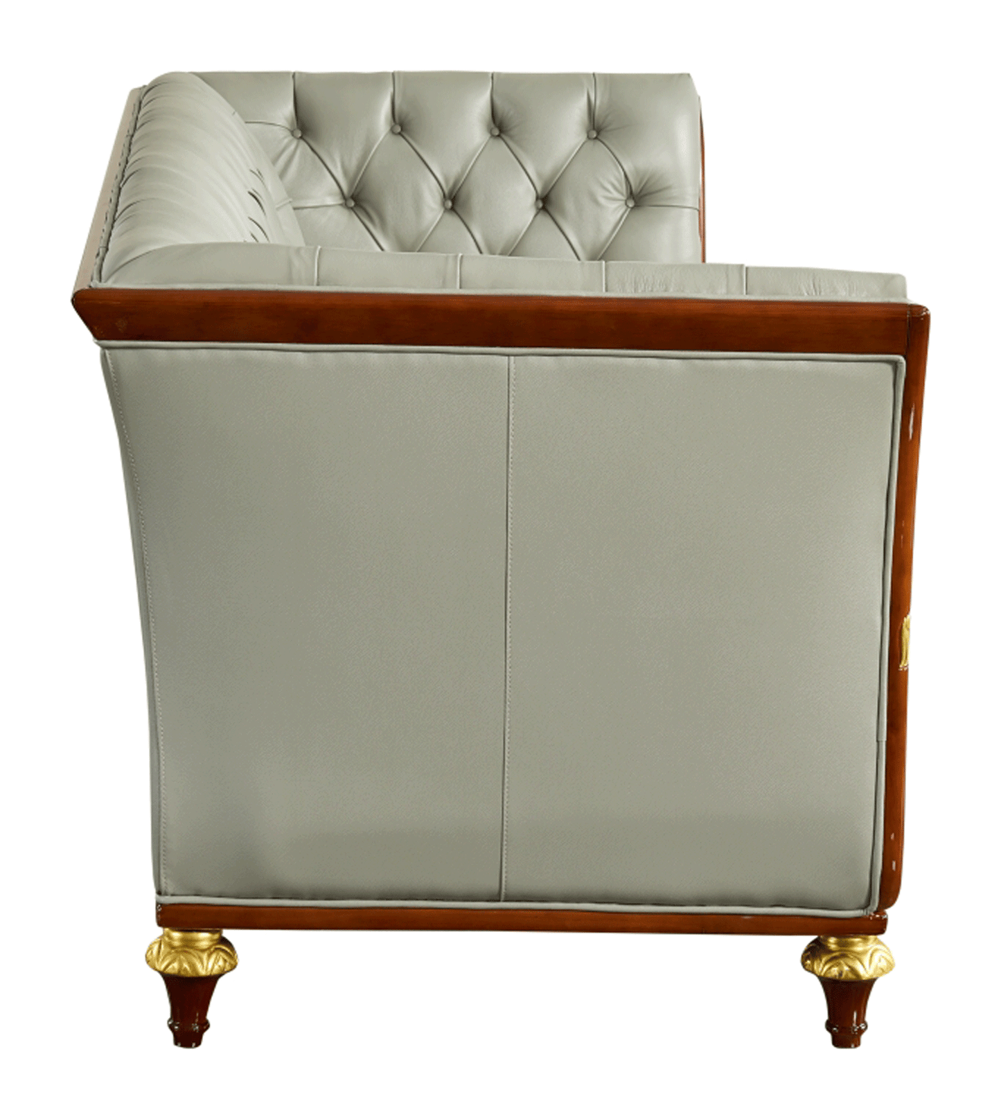 ESF 401 Top Grain Gray Leather Sofa