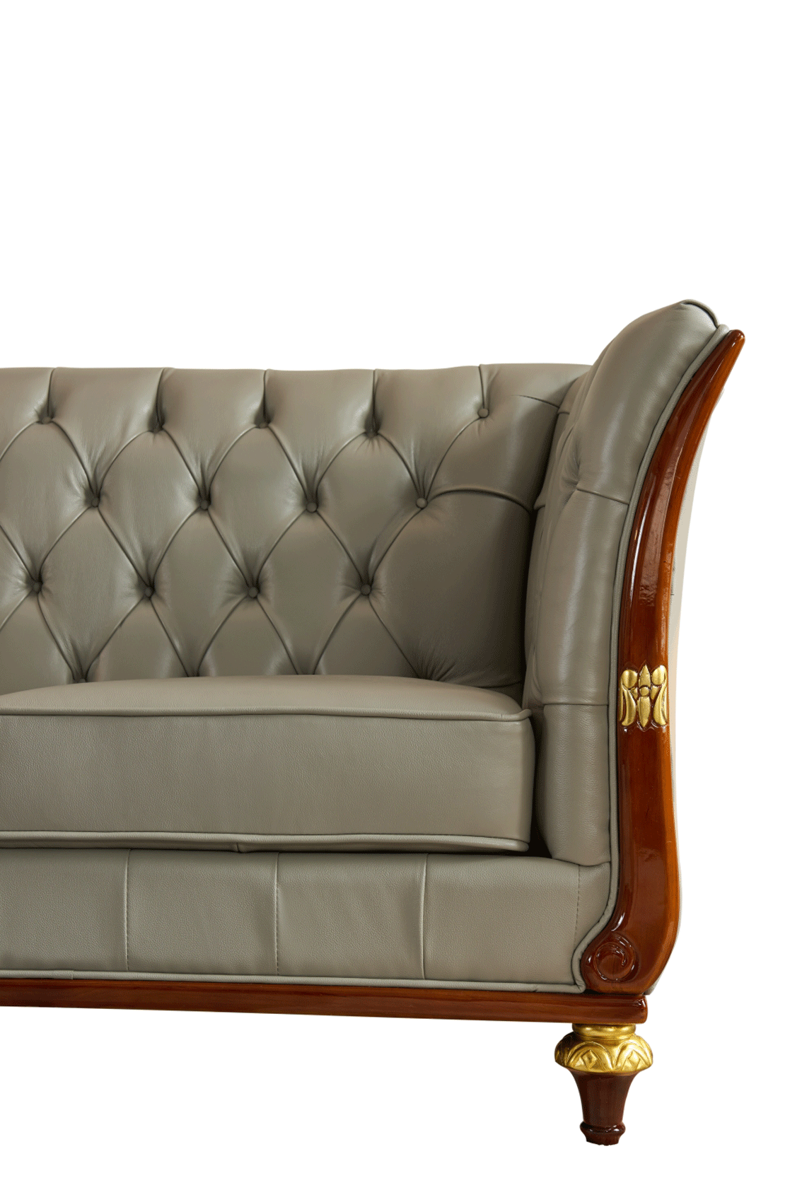 ESF 401 Top Grain Gray Leather Sofa