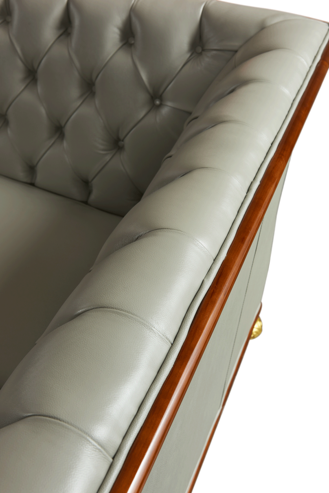 ESF 401 Top Grain Gray Leather Sofa