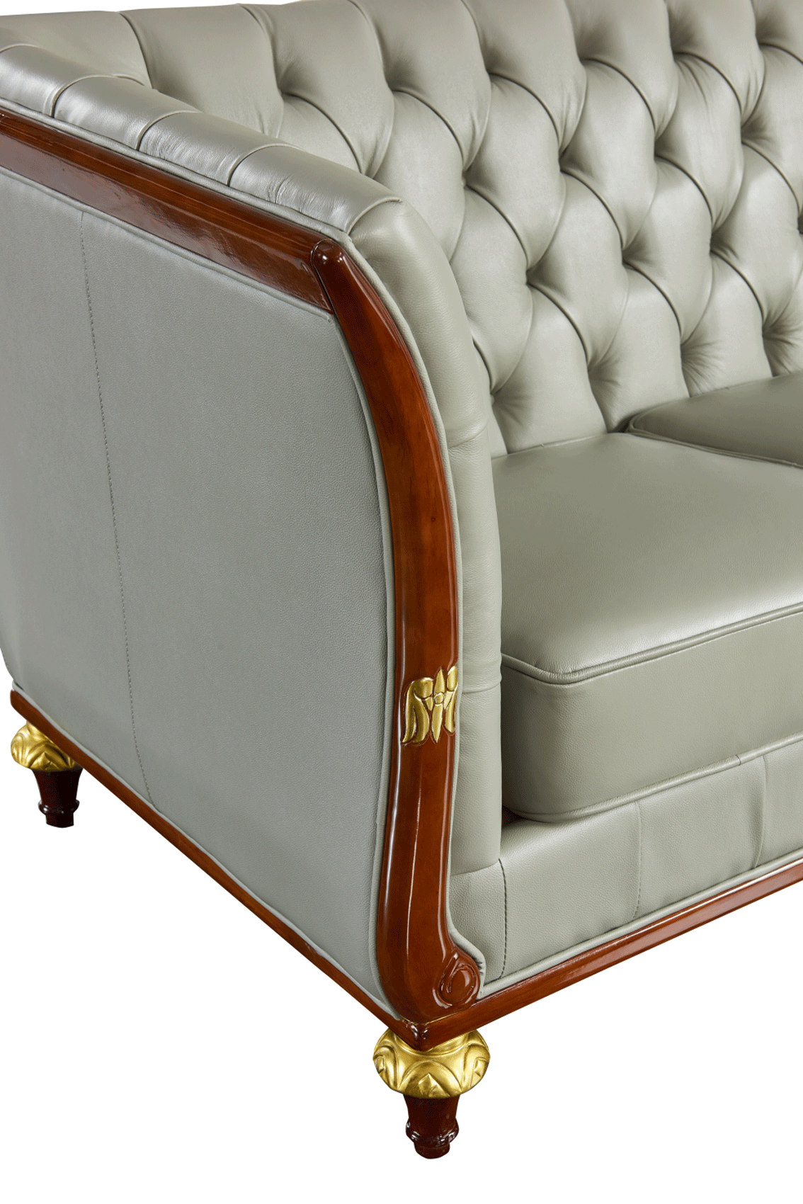 ESF 401 Top Grain Gray Leather Sofa