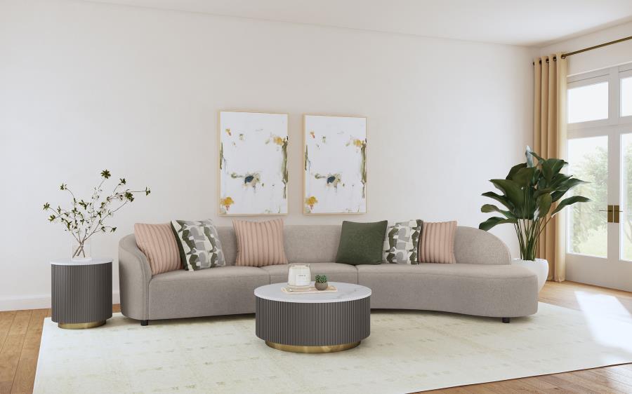 Fayette 3 Pc Upholstered Sectional Greige