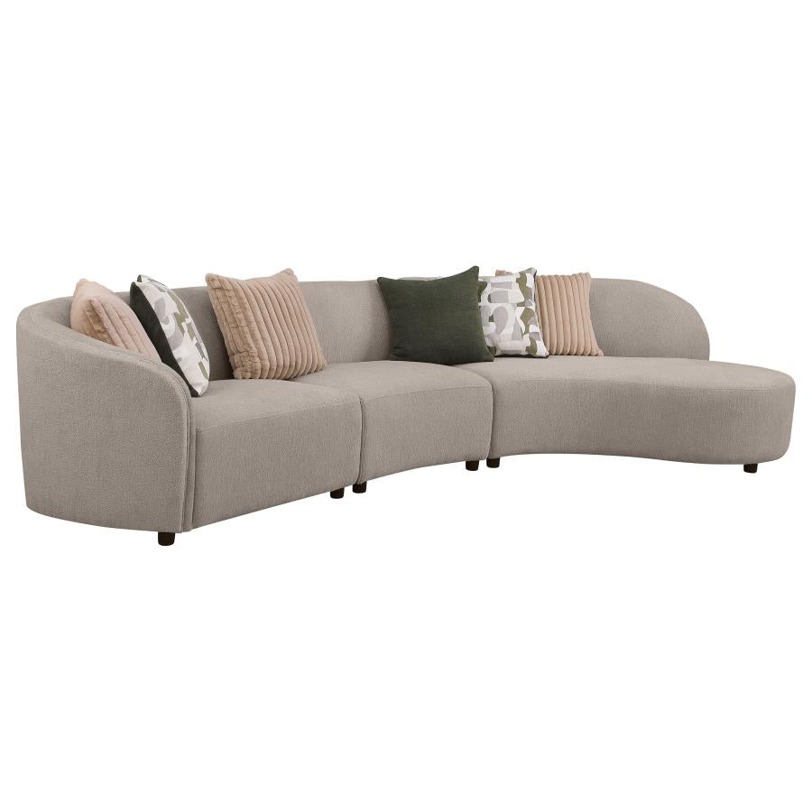 Fayette 3 Pc Upholstered Sectional Greige
