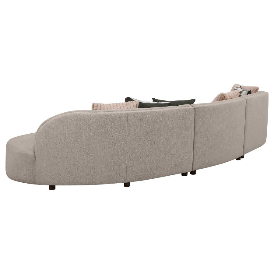 Fayette 3 Pc Upholstered Sectional Greige