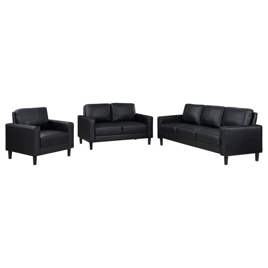 Ruth 3 Pc Black Upholstered Sofa 508361-S3