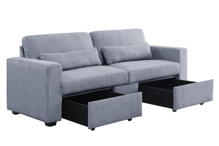 Rogyne Storage Sofa - Neutral Gray Fabric