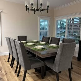 Elite Antique Oak & Black 9 Pc Dining Set