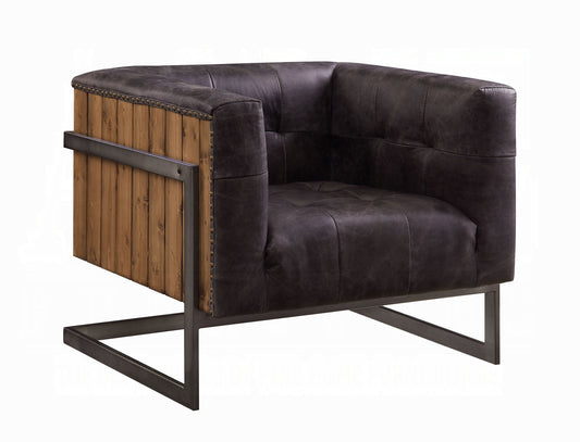 Sagat Ebony Top Grain Leather Accent Chair