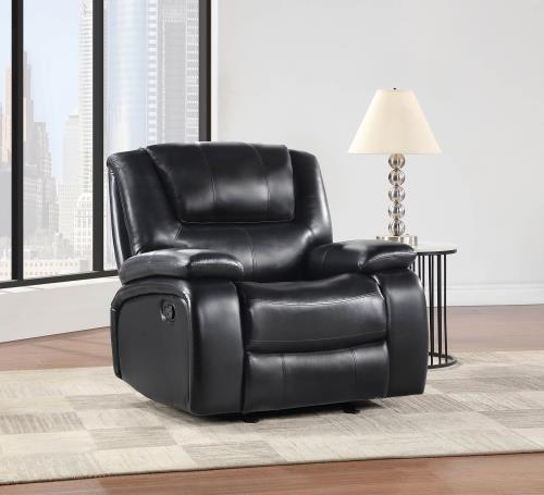Camila Black Leatherette Glider Recliner 610246