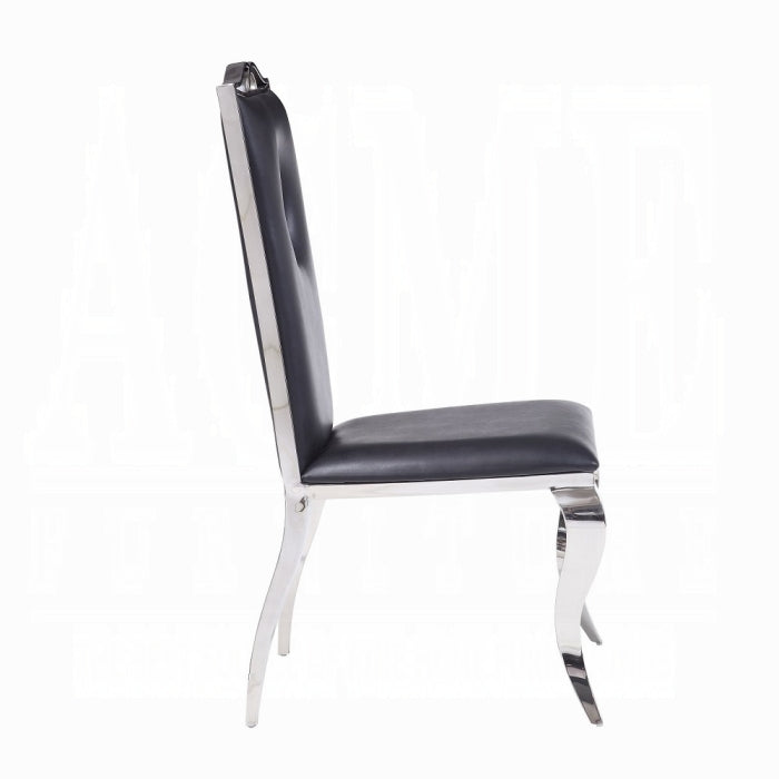 Silla de comedor Cyrene de PU negra 62078 - Juego de 2