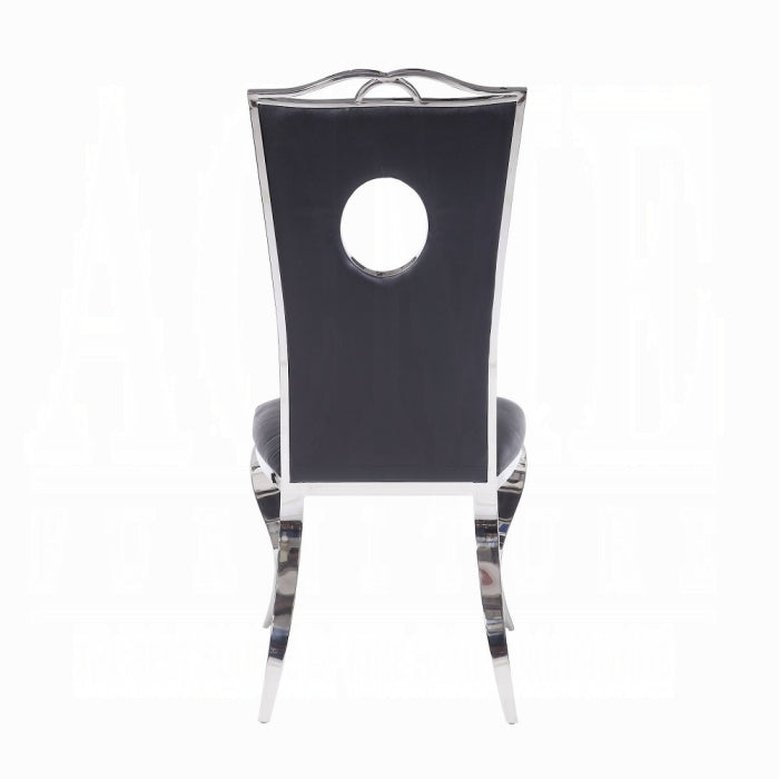 Silla de comedor Cyrene de PU negra 62078 - Juego de 2