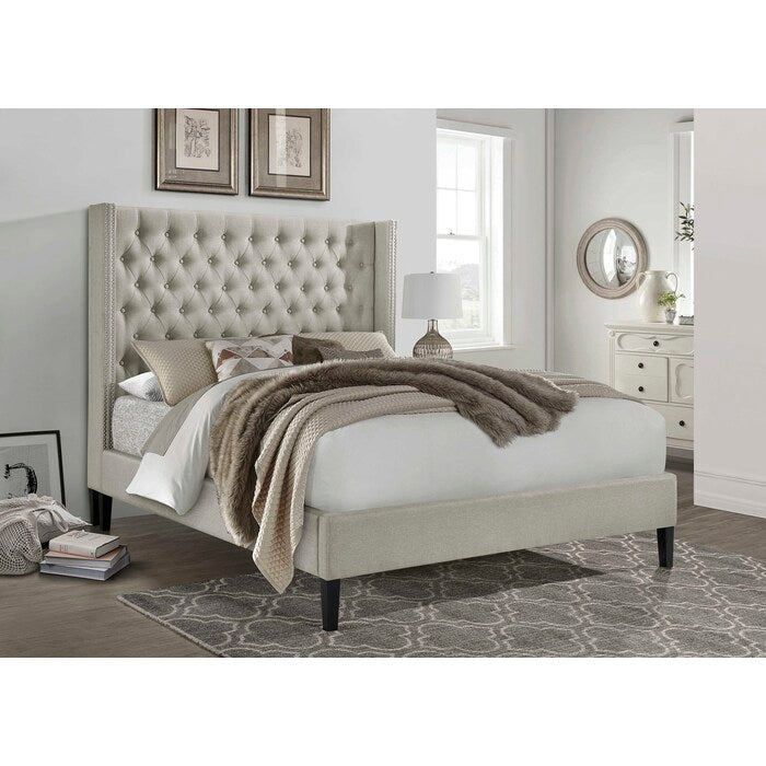 7534 Cama con plataforma trasera tipo ala - Cama King oriental