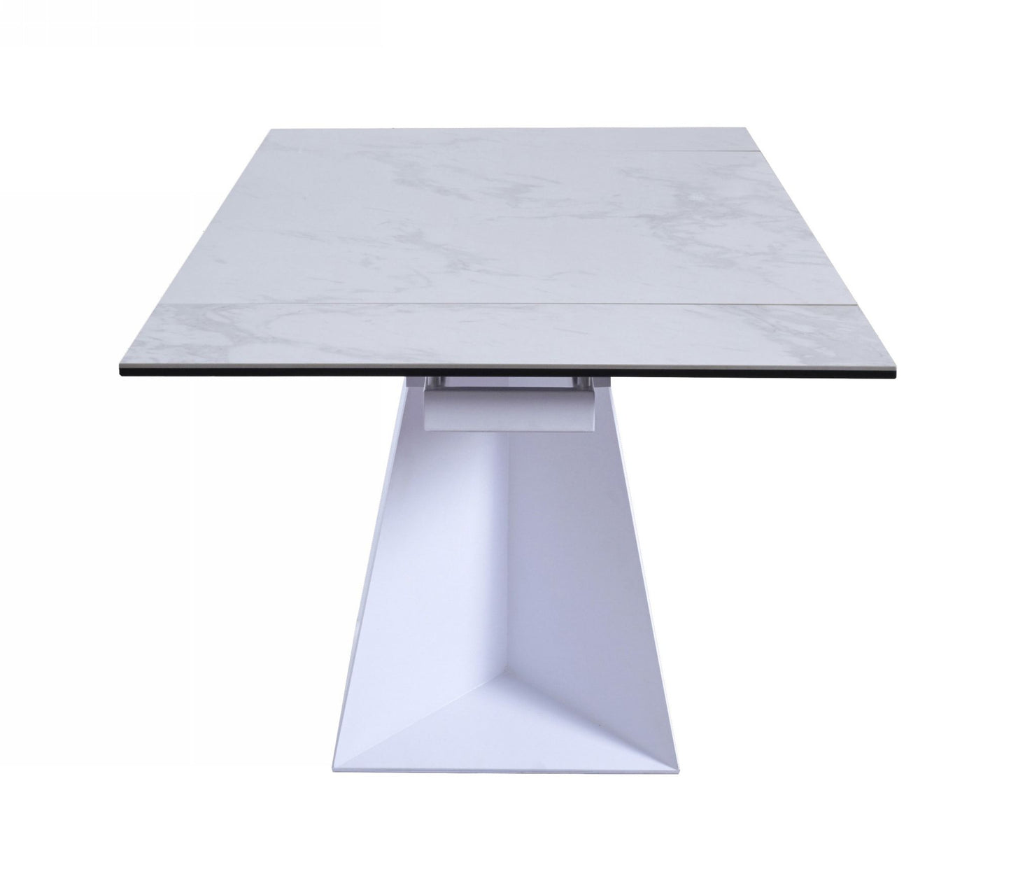 Modrest Baldwin White Ceramic Extendable Dining Table