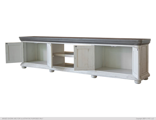 Luna 93" TV Stand Solid Pine Construction