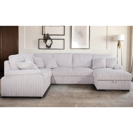 8226 Fabric U-Shape Pull Out Sectional - 4 Colors