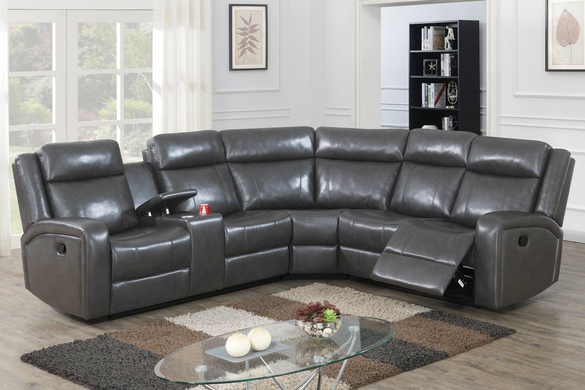 Poundex F86627 Power Motion Seccional - Gris o Marrón