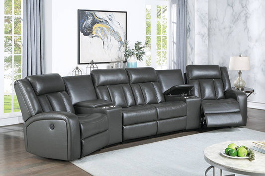 F8790 Motion 5 Pc Sectional Poundex - Grey or Navy