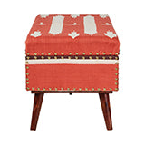 Noah Upholstered Storage Bench Orange & Beige