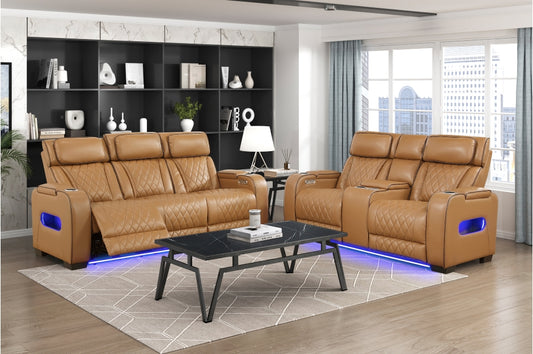 Fairway Tan Sofa & Loveseat Power Recliners