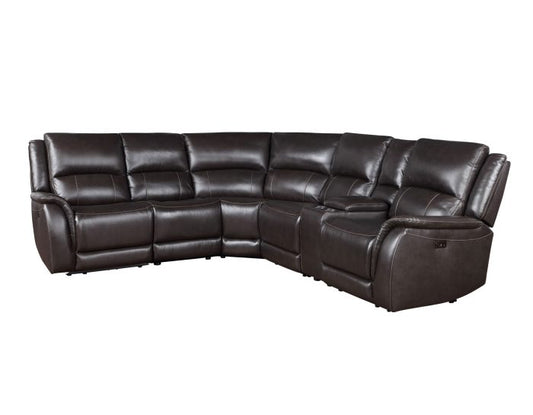Alexandria 6 Pc Leather Sectional - Chocolate