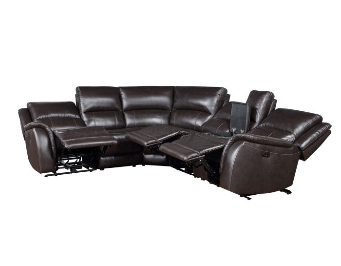 Alexandria 6 Pc Leather Sectional - Chocolate